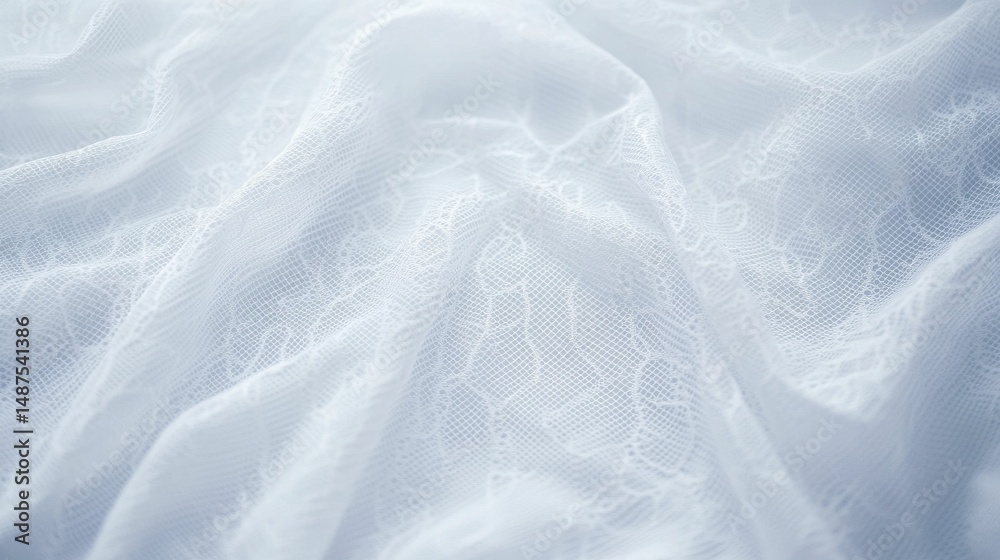 Obraz premium Draped, light-blue, patterned, sheer fabric.