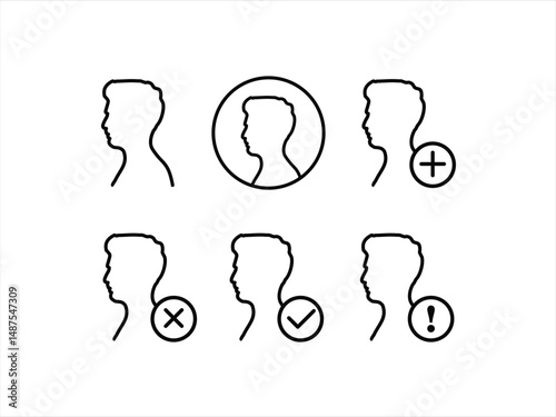 People, human, person thin line icon set. Containing participants, group, team, organization, community, population, audience, member. Vector illustration
