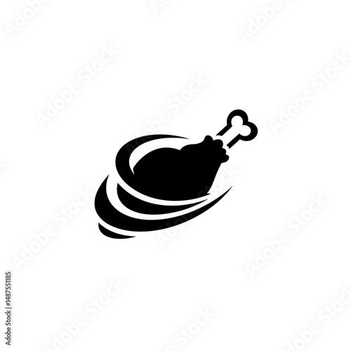 Roasted Chicken Icon: A visually striking, minimalist icon depicts a delectable roasted chicken leg, perfect for culinary or graphic design projects.