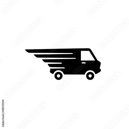 Speedy Delivery Service: This dynamic image presents a swiftly moving delivery van with aerodynamic speed lines, symbolizing efficient transportation and timely service.