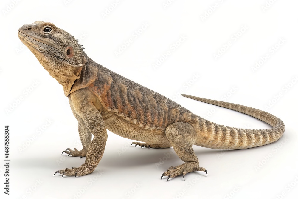 Obraz premium Side Profile of a Large Lizard on White Background