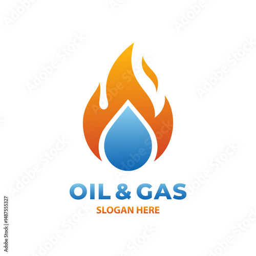 Mining industry logo with gas and fire elements