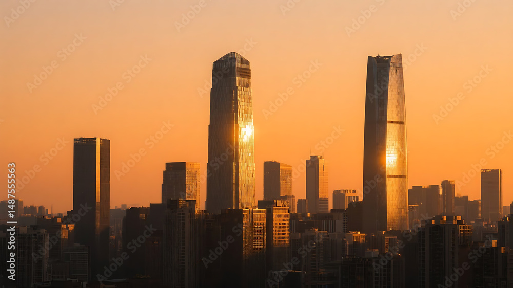 Obraz premium sunset over the city