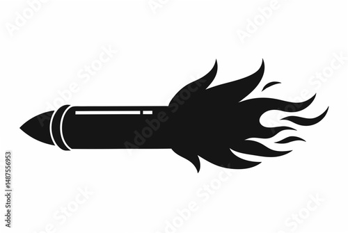 flaming bullet  silhouette vector