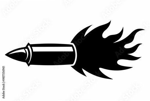 flaming bullet  silhouette vector
