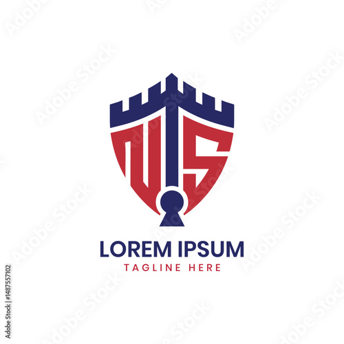 castle security shield modern letter mark NTS logo design concept creative security service 