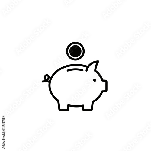 Financial Accumulation: A classic piggy bank, with coin placement, representing the act of saving and financial security.