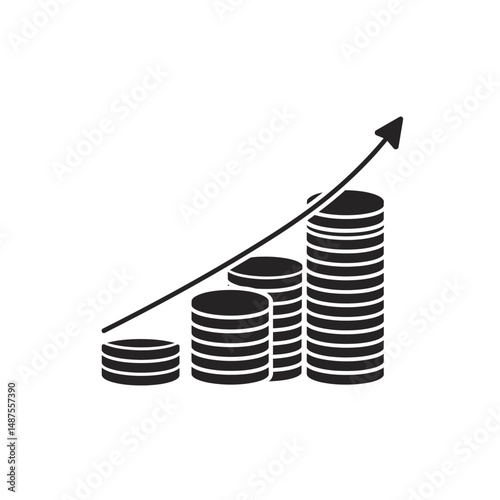 Financial Growth Concept: A visual representation of financial growth, with stacked coins increasing in height to represent a positive trend and upward trajectory.