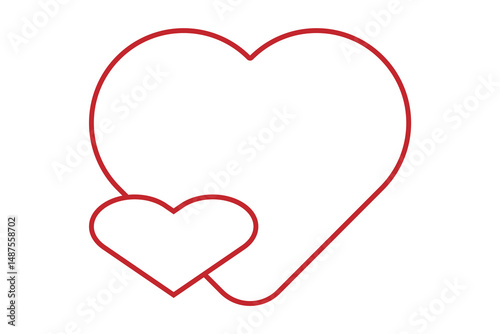 double and two heart icon, isolated on white background.
