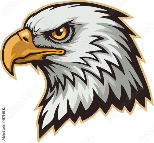 Aggressive tribal eagle head with clean vector paths.