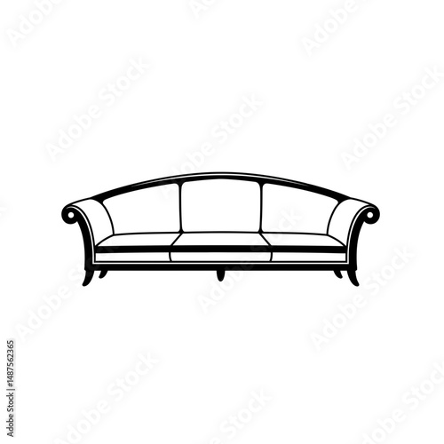 Elegant Couch Silhouette: An sophisticated silhouette of an stylish couch, conveying a sense of luxury and elegance.