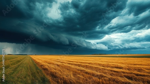 Stormy Sky Over Golden Field