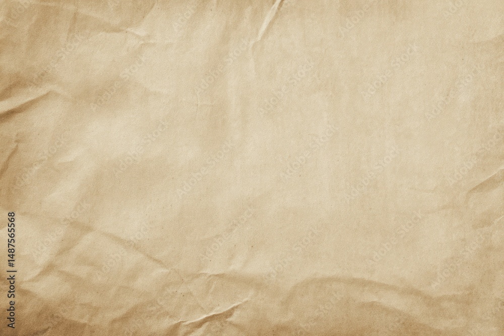 Obraz premium Crinkled Beige Paper Texture: A Rustic, Vintage Background