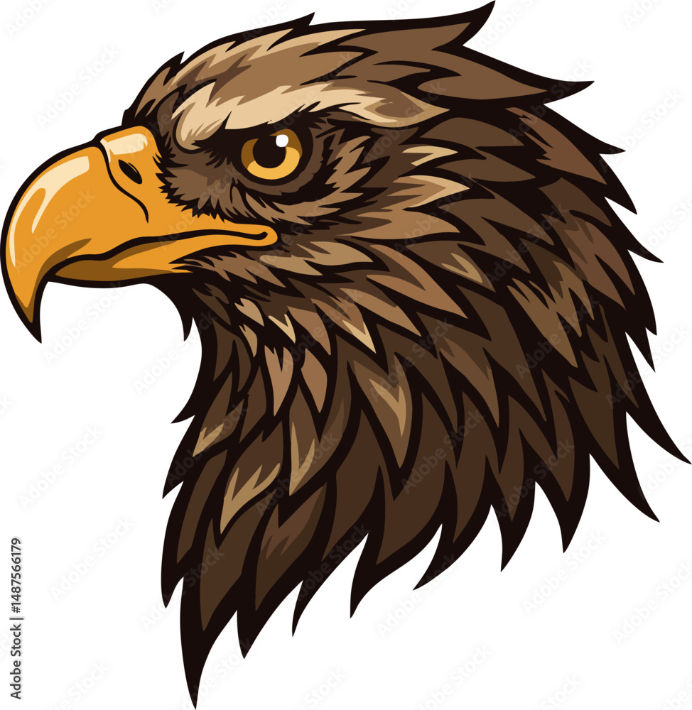 Fototapeta premium Black Ink Style Eagle Head Vector with Tattoo Details