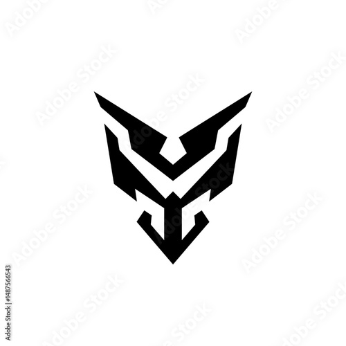 Abstract Arrowhead Graphic: A bold black and white graphic design featuring a stylized arrowhead symbol in a minimalist composition.