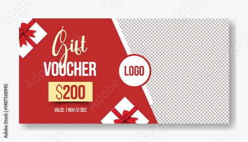 Elegant Gift Voucher and Discount coupon template for sale offer promotion horizontal banner design, giveaway gift card, social media thumbnail cover, header design