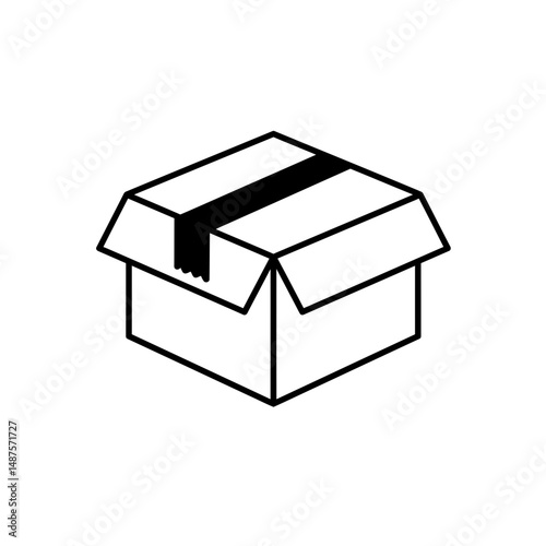 Cardboard Box Open: A simple, yet captivating outline of a partially open cardboard box. Ready for shipping, storage, or moving, the image captures the essence of convenience and functionality.