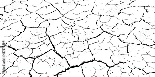Vector background. Desert backdrop.The cracks texture white and black.Cracks in dry surface soil texture	
