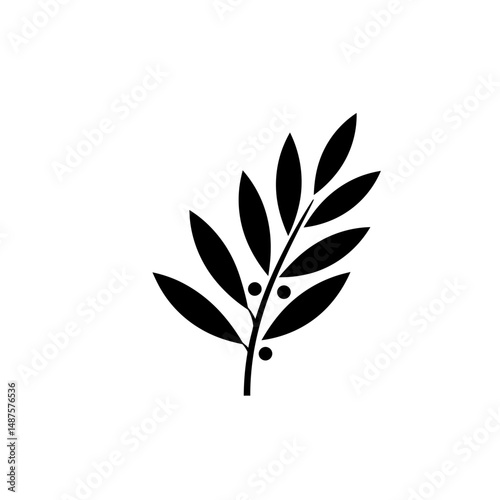 Olive Branch: A minimalist silhouette captures the timeless elegance of an olive branch, a symbol of peace and triumph against a clear backdrop. 