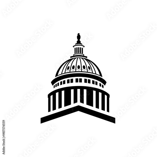 Monumental Silhouette: A striking monochrome representation of an iconic architectural structure against a clean backdrop, portraying grandeur and strength. 