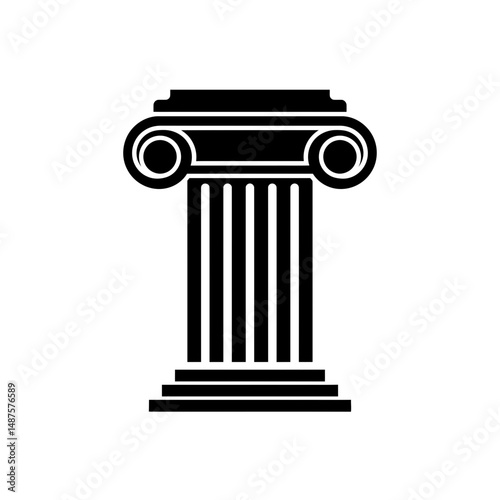 Ancient Architecture Pillar Silhouette: A striking, black and white silhouette of an ancient architectural pillar, representing strength, history, and classical design.