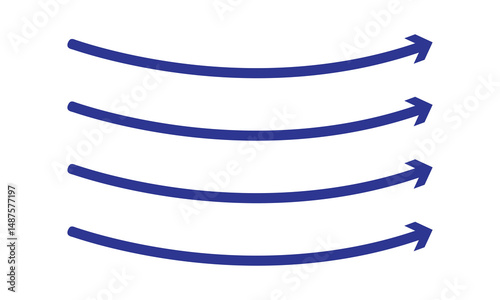 Long curved arrow icon vector. Blue long arrow vector. Long arrows icon. Long curved hand drawn arrow. Vector Illustration . EPS 10 .