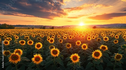 Sunflowers at Sunset: A Golden Field of Dreams