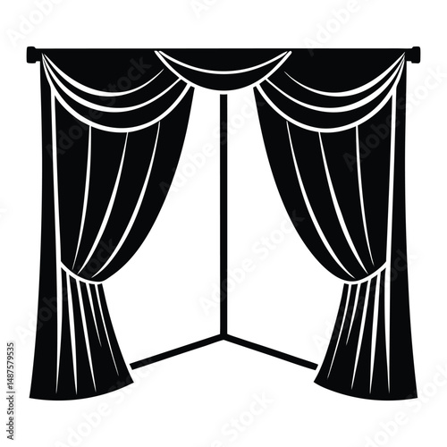vector illustration of a curtain with a white background