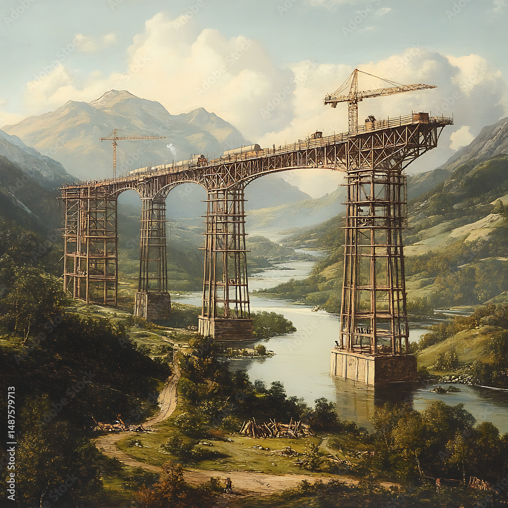 Fototapeta premium Urban sunset skyline with construction crane dominating foreground view high resolution picture