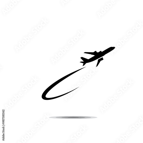  Soaring to New Heights: A sleek black silhouette of an airplane ascends gracefully against the vast expanse, signifying the spirit of adventure and travel. 