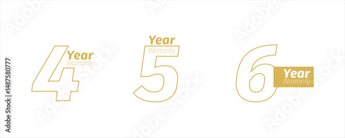 set of 10 year 1,2,3,4,5,6,7,8,9,10 year warrenty black and goldan, label badge gold and black style isolated on white background, Vector golden warranty