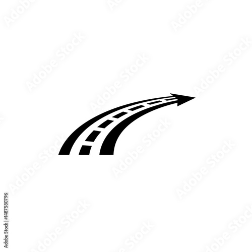 Path to Progress: A simple yet compelling illustration of a road, smoothly curving forward, the iconic arrow symbolizes direction, ambition, and the continuous journey towards the future.