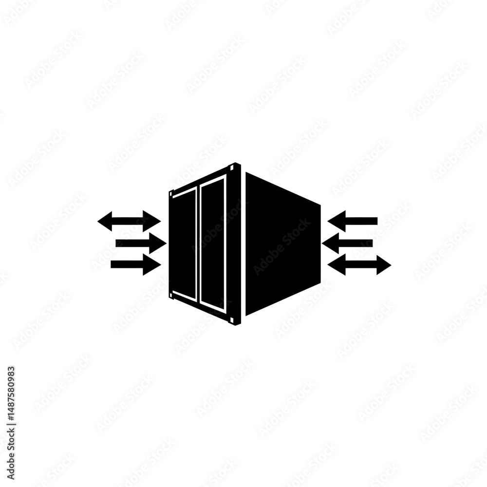 Freight Container Flow: A minimalist vector illustration showcases a shipping container, accentuated by arrows depicting the seamless flow of goods in a dynamic global trade environment. Freight Container Flow: A minimalist vector illustration showcases a shipping container, accentuated by arrows depicting the seamless flow of goods in a dynamic global trade environment.