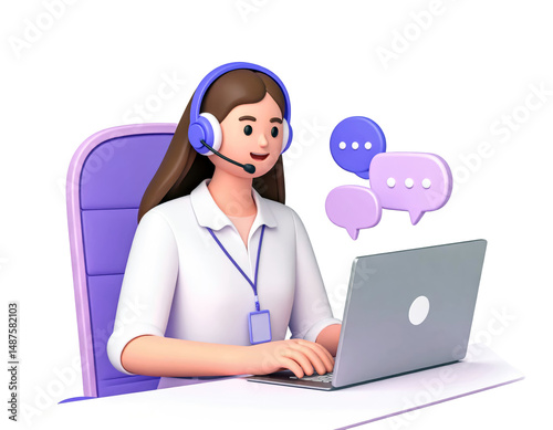 customer service operator 3d style cutout isolated on transparent png