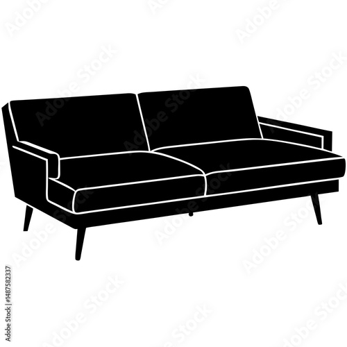 Beige sectional sofa with chaise lounge on white background
