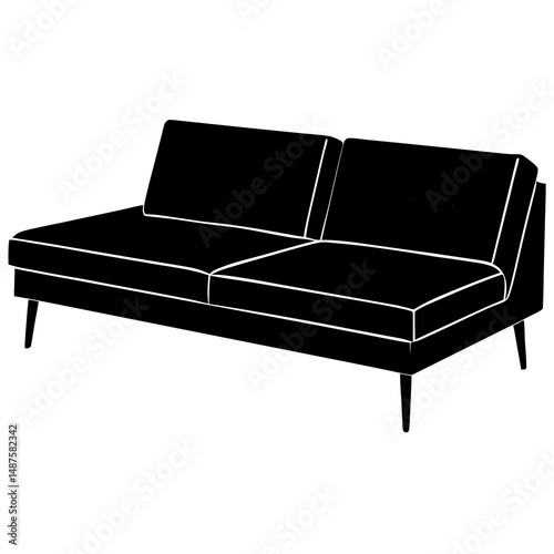Beige sectional sofa with chaise lounge on white background