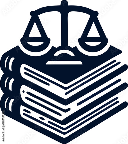 Flat Design Law Books Vector – Legal Education and Justice Symbol