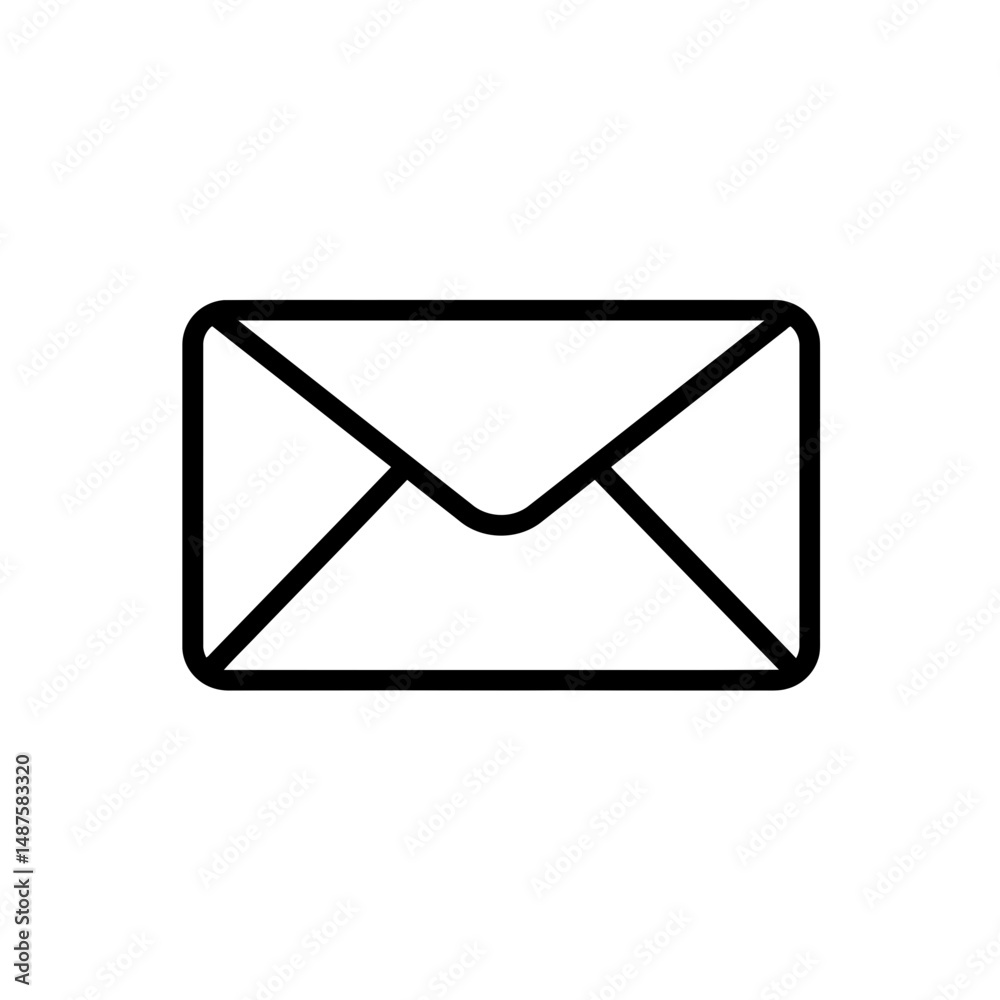 Simple Envelope Icon: A clean and minimalist line art icon depicting a simple closed envelope. Perfect for email, messaging, or communication related projects. Simple Envelope Icon: A clean and minimalist line art icon depicting a simple closed envelope. Perfect for email, messaging, or communication related projects.