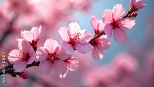 Delicate pink sakura blossoms, intricate branch details, floral pattern, cherry blossom, japan