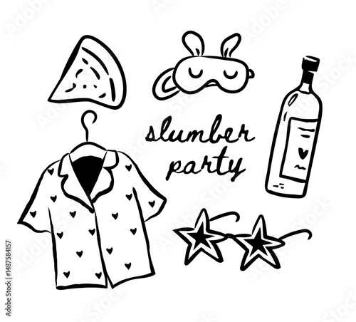Whimsical bachelorette party clipart set, girls night party bundle