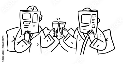 Bachelorette and bridesmaids clipart, girls night party hand drawn outline