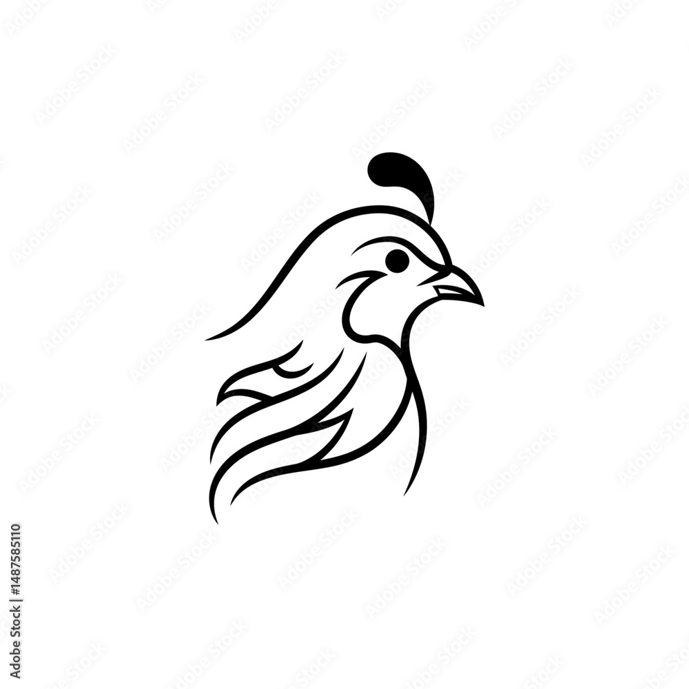 Obraz premium Quail Emblem: A minimalist line drawing of a quail's head, conveying a sense of elegance and simplicity. Featuring a clean, modern design.