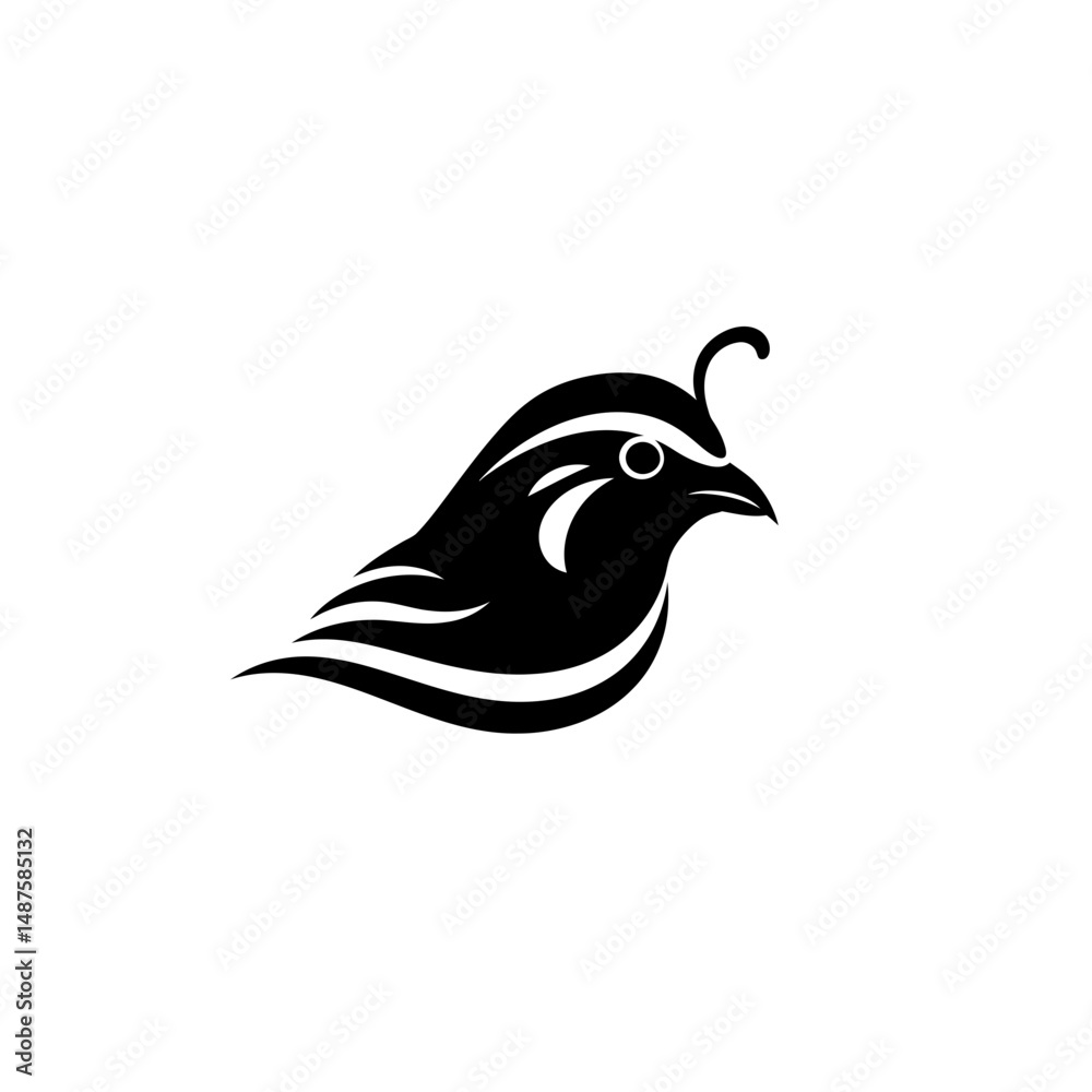Fototapeta premium Quail logo: A sleek, modern logo design of a quail, a symbol of nature and wild life, ideal for businesses seeking a connection with the outdoors.