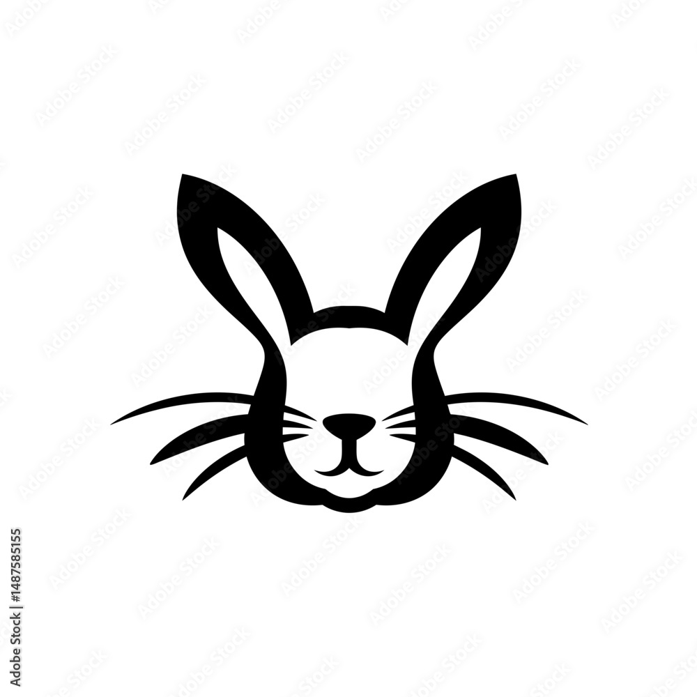 A Playful Rabbit Silhouette: A minimalist artistic illustration of a rabbit, showcasing its distinctive ears and facial features in an elegant, two-tone design. A Playful Rabbit Silhouette: A minimalist artistic illustration of a rabbit, showcasing its distinctive ears and facial features in an elegant, two-tone design.