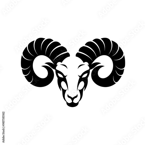Powerful Ram Silhouette: A majestic ram, presented in a bold silhouette, exudes strength and resilience, its striking horns a testament to its unwavering resolve.