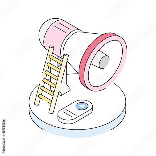 A well crafted isometric icon of video promotion