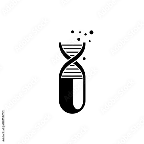 The Essence of Science: A sleek, conceptual illustration of a DNA helix merging with a capsule. Symbolizing the nexus of science and medicine.
