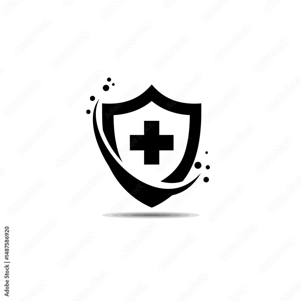 Obraz premium Shield of Protection: A symbol of healthcare security. This design combines the strength of a shield with a medical cross. It encapsulates ideas of safety, care, and wellness.
