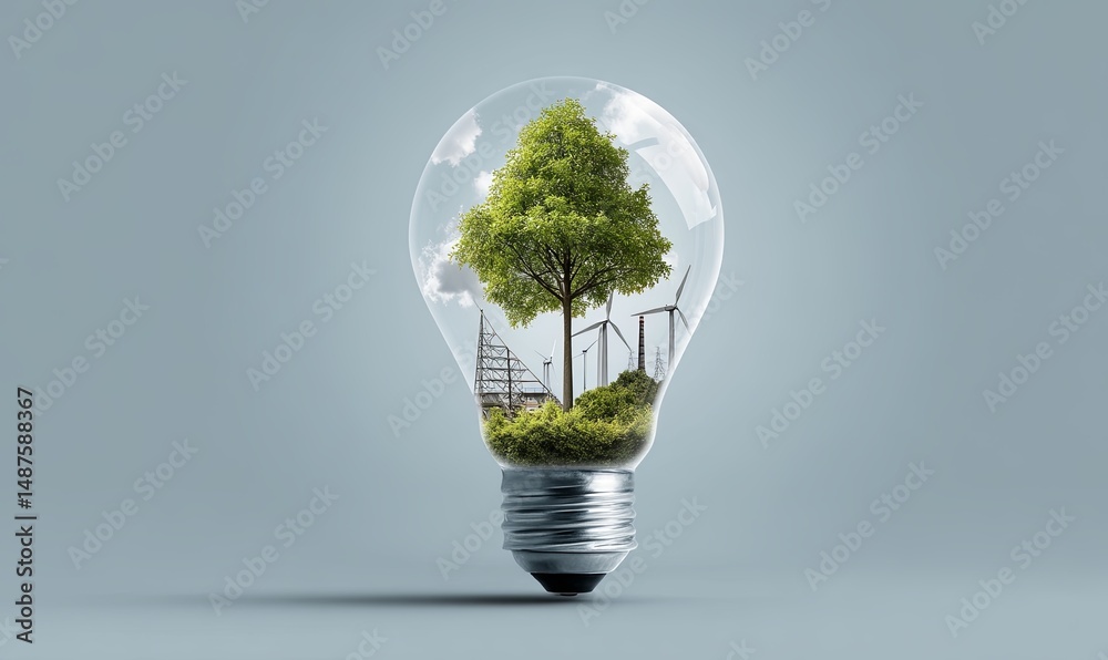 Bright tree-inspired light bulb with renewable energy elements Bright tree-inspired light bulb with renewable energy elements