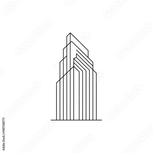 Urban Silhouette: The sleek lines and geometric precision of this minimalistic skyscraper design evoke a sense of modernity and architectural prowess, capturing the essence of city living.